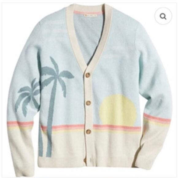 Marine Layer NWT Sunset Palm Finn Intarsia Cardigan Sweater Large - Picture 10 of 11